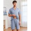 Ekouaer Mens Pajamas Set Short Sleeve Sleepwear Button Down Soft Loungewear 2 Piece Pj Shorts Sets with Pockets(Grey Blue)