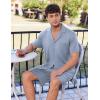 Ekouaer Mens Pajamas Set Short Sleeve Sleepwear Button Down Soft Loungewear 2 Piece Pj Shorts Sets with Pockets(Grey Blue)