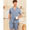 Ekouaer Mens Pajamas Set Short Sleeve Sleepwear Button Down Soft Loungewear 2 Piece Pj Shorts Sets with Pockets(Grey Blue)