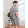 Ekouaer Mens Pajamas Set Short Sleeve Sleepwear Button Down Soft Loungewear 2 Piece Pj Shorts Sets with Pockets(Light Grey)