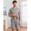Ekouaer Mens Pajamas Set Short Sleeve Sleepwear Button Down Soft Loungewear 2 Piece Pj Shorts Sets with Pockets(Light Grey)