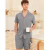 Ekouaer Mens Pajamas Set Short Sleeve Sleepwear Button Down Soft Loungewear 2 Piece Pj Shorts Sets with Pockets(Light Grey)