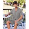 Ekouaer Mens Pajamas Set Short Sleeve Sleepwear Button Down Soft Loungewear 2 Piece Pj Shorts Sets with Pockets(Light Grey)
