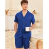Ekouaer Mens Pajamas Set Short Sleeve Sleepwear Button Down Soft Loungewear 2 Piece Pj Shorts Sets with Pockets(Navy Blue)