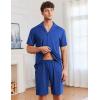 Ekouaer Mens Pajamas Set Short Sleeve Sleepwear Button Down Soft Loungewear 2 Piece Pj Shorts Sets with Pockets(Navy Blue)