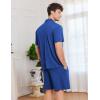 Ekouaer Mens Pajamas Set Short Sleeve Sleepwear Button Down Soft Loungewear 2 Piece Pj Shorts Sets with Pockets(Navy Blue)