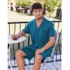 Ekouaer Mens Pajamas Set Short Sleeve Sleepwear Button Down Soft Loungewear 2 Piece Pj Shorts Sets with Pockets(Oxford Blue)