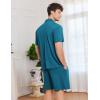 Ekouaer Mens Pajamas Set Short Sleeve Sleepwear Button Down Soft Loungewear 2 Piece Pj Shorts Sets with Pockets(Oxford Blue)