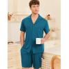 Ekouaer Mens Pajamas Set Short Sleeve Sleepwear Button Down Soft Loungewear 2 Piece Pj Shorts Sets with Pockets(Oxford Blue)