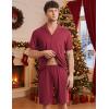 Ekouaer Mens Pajamas Set Short Sleeve Sleepwear Button Down Soft Loungewear 2 Piece Pj Shorts Sets with Pockets(Wine Red)