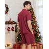 Ekouaer Mens Pajamas Set Short Sleeve Sleepwear Button Down Soft Loungewear 2 Piece Pj Shorts Sets with Pockets(Wine Red)