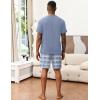 Ekouaer Mens Pajamas Set Soft Lounge Set V Neck Sleep Nightwear Short Sleeve Pjs with Pocket S-XXL(01 Light Blue Plaid)