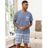 Ekouaer Mens Pajamas Set Soft Lounge Set V Neck Sleep Nightwear Short Sleeve Pjs with Pocket S-XXL(01 Light Blue Plaid)