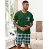 Ekouaer Mens Pajamas Set Soft Lounge Set V Neck Sleep Nightwear Short Sleeve Pjs with Pocket S-XXL(02 Green Plaid)