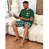 Ekouaer Mens Pajamas Set Soft Lounge Set V Neck Sleep Nightwear Short Sleeve Pjs with Pocket S-XXL(02 Green Plaid)