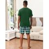 Ekouaer Mens Pajamas Set Soft Lounge Set V Neck Sleep Nightwear Short Sleeve Pjs with Pocket S-XXL(02 Green Plaid)