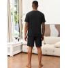 Ekouaer Mens Pajamas Set Soft Lounge Set V Neck Sleep Nightwear Short Sleeve Pjs with Pocket S-XXL(Black)