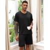 Ekouaer Mens Pajamas Set Soft Lounge Set V Neck Sleep Nightwear Short Sleeve Pjs with Pocket S-XXL(Black)