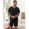 Ekouaer Mens Pajamas Set Soft Lounge Set V Neck Sleep Nightwear Short Sleeve Pjs with Pocket S-XXL(Black)