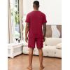 Ekouaer Mens Pajamas Set Soft Lounge Set V Neck Sleep Nightwear Short Sleeve Pjs with Pocket S-XXL(Dark Red)