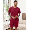 Ekouaer Mens Pajamas Set Soft Lounge Set V Neck Sleep Nightwear Short Sleeve Pjs with Pocket S-XXL(Dark Red)