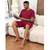 Ekouaer Mens Pajamas Set Soft Lounge Set V Neck Sleep Nightwear Short Sleeve Pjs with Pocket S-XXL(Dark Red)