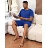 Ekouaer Mens Pajamas Set Soft Lounge Set V Neck Sleep Nightwear Short Sleeve Pjs with Pocket S-XXL(Deep Blue)
