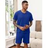 Ekouaer Mens Pajamas Set Soft Lounge Set V Neck Sleep Nightwear Short Sleeve Pjs with Pocket S-XXL(Deep Blue)