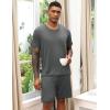 Ekouaer Mens Pajamas Set Soft Lounge Set V Neck Sleep Nightwear Short Sleeve Pjs with Pocket S-XXL(Grey)