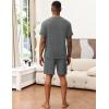Ekouaer Mens Pajamas Set Soft Lounge Set V Neck Sleep Nightwear Short Sleeve Pjs with Pocket S-XXL(Grey)