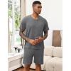 Ekouaer Mens Pajamas Set Soft Lounge Set V Neck Sleep Nightwear Short Sleeve Pjs with Pocket S-XXL(Heather Grey)
