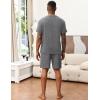 Ekouaer Mens Pajamas Set Soft Lounge Set V Neck Sleep Nightwear Short Sleeve Pjs with Pocket S-XXL(Heather Grey)