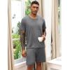 Ekouaer Mens Pajamas Set Soft Lounge Set V Neck Sleep Nightwear Short Sleeve Pjs with Pocket S-XXL(Heather Grey)