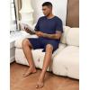 Ekouaer Mens Pajamas Set Soft Lounge Set V Neck Sleep Nightwear Short Sleeve Pjs with Pocket S-XXL(Navy Blue)