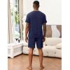 Ekouaer Mens Pajamas Set Soft Lounge Set V Neck Sleep Nightwear Short Sleeve Pjs with Pocket S-XXL(Navy Blue)
