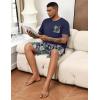 Ekouaer Mens Pajamas Set Soft Lounge Set V Neck Sleep Nightwear Short Sleeve Pjs with Pocket S-XXL(Navy Blue Floral)