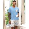 Ekouaer Mens Pajamas Set Soft Lounge Set V Neck Sleep Nightwear Short Sleeve Pjs with Pocket S-XXL(Palm Tree Floral)