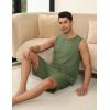 Ekouaer Men’s Pajamas Set Workout Tank Top Pjs Sets with Shorts 2 Piece Soft Sleeveless Casual Sleep Shirts Loungewear S-XXL(Army Green)