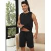 Ekouaer Men’s Pajamas Set Workout Tank Top Pjs Sets with Shorts 2 Piece Soft Sleeveless Casual Sleep Shirts Loungewear S-XXL(Black)