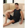 Ekouaer Men’s Pajamas Set Workout Tank Top Pjs Sets with Shorts 2 Piece Soft Sleeveless Casual Sleep Shirts Loungewear S-XXL(Black)