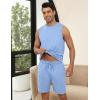 Ekouaer Men’s Pajamas Set Workout Tank Top Pjs Sets with Shorts 2 Piece Soft Sleeveless Casual Sleep Shirts Loungewear S-XXL(Clear Blue)