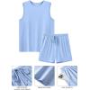 Ekouaer Men’s Pajamas Set Workout Tank Top Pjs Sets with Shorts 2 Piece Soft Sleeveless Casual Sleep Shirts Loungewear S-XXL(Clear Blue)