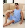 Ekouaer Men’s Pajamas Set Workout Tank Top Pjs Sets with Shorts 2 Piece Soft Sleeveless Casual Sleep Shirts Loungewear S-XXL(Clear Blue)