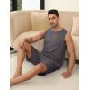 Ekouaer Men’s Pajamas Set Workout Tank Top Pjs Sets with Shorts 2 Piece Soft Sleeveless Casual Sleep Shirts Loungewear S-XXL(Dark Flower Grey)