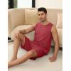 Ekouaer Men’s Pajamas Set Workout Tank Top Pjs Sets with Shorts 2 Piece Soft Sleeveless Casual Sleep Shirts Loungewear S-XXL(Dark Red)