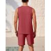Ekouaer Men’s Pajamas Set Workout Tank Top Pjs Sets with Shorts 2 Piece Soft Sleeveless Casual Sleep Shirts Loungewear S-XXL(Dark Red)