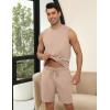 Ekouaer Men’s Pajamas Set Workout Tank Top Pjs Sets with Shorts 2 Piece Soft Sleeveless Casual Sleep Shirts Loungewear S-XXL(Khaki)