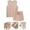Ekouaer Men’s Pajamas Set Workout Tank Top Pjs Sets with Shorts 2 Piece Soft Sleeveless Casual Sleep Shirts Loungewear S-XXL(Khaki)