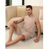 Ekouaer Men’s Pajamas Set Workout Tank Top Pjs Sets with Shorts 2 Piece Soft Sleeveless Casual Sleep Shirts Loungewear S-XXL(Khaki)