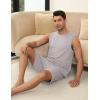 Ekouaer Men’s Pajamas Set Workout Tank Top Pjs Sets with Shorts 2 Piece Soft Sleeveless Casual Sleep Shirts Loungewear S-XXL(Light Grey)
